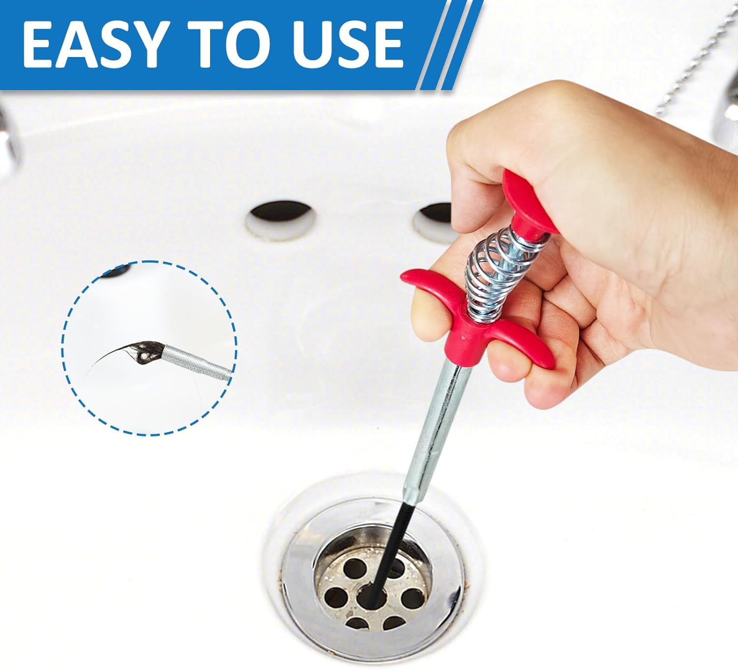 Drain Snake Hair Drain Clog Remover Tool, Sink Cleaner for Toilet Sewer Shower Kitchen Bathroom Tub Clogged Opener Cleaning Tool (35.5 Inch)