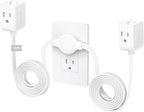 TROND Split Extension Cord Power Strip, Twin 10ft on Each Side, Low-Profile Flat Plug, Dual 3 Outlet Extender Cubes, 3 Prong Ground, 16 Gauge, Ideal for Behind TV Stand Sofa Headboard, Indoor, White