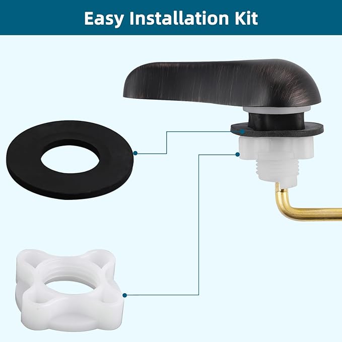 Hygie Rinse 2PCS Universal Metal Toilet Handle Replacement Kit Front Mount Toilet Lever Compatible with TOTO/Glacier Bay/Gerber, Toilet Flush Handle with Flapper Chain, Oil Rubbed Bronze