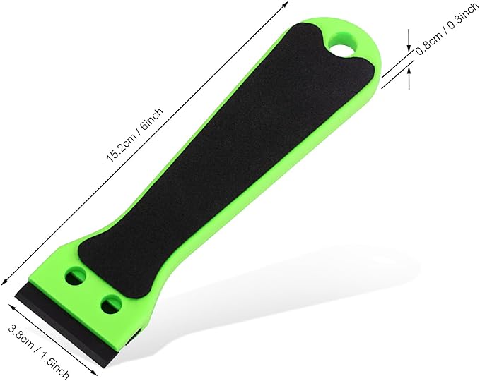 EHDIS 2pcs Plastic Razor Scraper 6-inch Long Handle Adhesive Remover Tool with 100 Double-Edge Blades for Window Tint Vinyl Scraper Decal Sticker Glue Remove (‌Neon-Green)