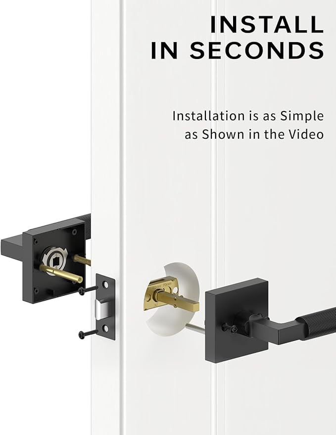 Asidrama 4 Pack Black Passage Door Handles, Door Lever with Door Knobs Indoor for Bedroom or Bathroom, Heavy Duty Door Handles Interior with Locks for Left Right Sided Doors 098