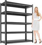 Metal Garage Storage Shelves Heavy Duty Shelving Unit 5 Tier Steel Adjustable Organizing Shelves 3000 LBS Capacity Industrial Shelving Ideal for Garage Tote Pantry Basement Outdoor, 71”Hx47”Wx24”D