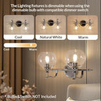 ANDY STAR Chrome Bathroom Light Fixture, 2-Light Modern Vanity Lights, Modern Wall Sconce with Clear Globe Glass Shades, Industrial Wall Lamp with Curved Arm for Bathroom, Powder Room, Over a Mirror