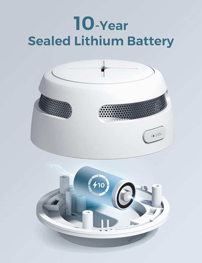 AEGISLINK Smoke Detector 10-Year Battery with Test/Silence Button, Fire Alarm with Photoelectric Sensor, Low Battery Warning, S500 (Independent, 3-Pack)
