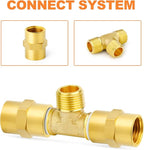 GASHER 2PCS Brass Male Tee Pipe Fitting T Adapter, 3 Way Brass Fitting 3/8" x 3/8" x 3/8" NPT T Fitting