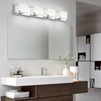 SineRise LED Modern Bathroom Vanity Light Fixtures (4-Light, 30-Inch, 5CCT), Chrome Modern Acrylic Bathroom Wall Lighting Fixtures Over Mirror (3000K/3500K/4000K/5000K/6000K)