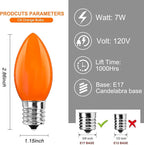 GOOTHY 25 Pack C9 Orange Halloween Replacement Light Bulb, C9 Orange Christmas Lights Bulbs for Halloween Outdoor Patio String Lights, E17 Intermediate Base Night Light Bulbs, 7 Watt, 120 Volt