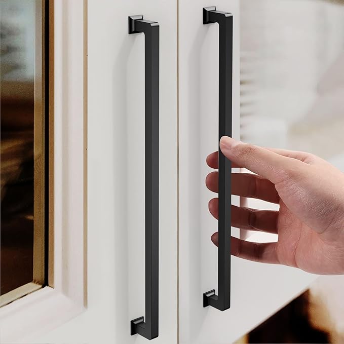 FILTA 12.6 Inch(320mm) Hole Centers Matte Black Cabinet Pulls(Set of 6),Black Handles for Cabinets Zinc Alloy Kitchen Cabinet Pulls Cabinet Hardware for Cabinets Cupboard Drawer