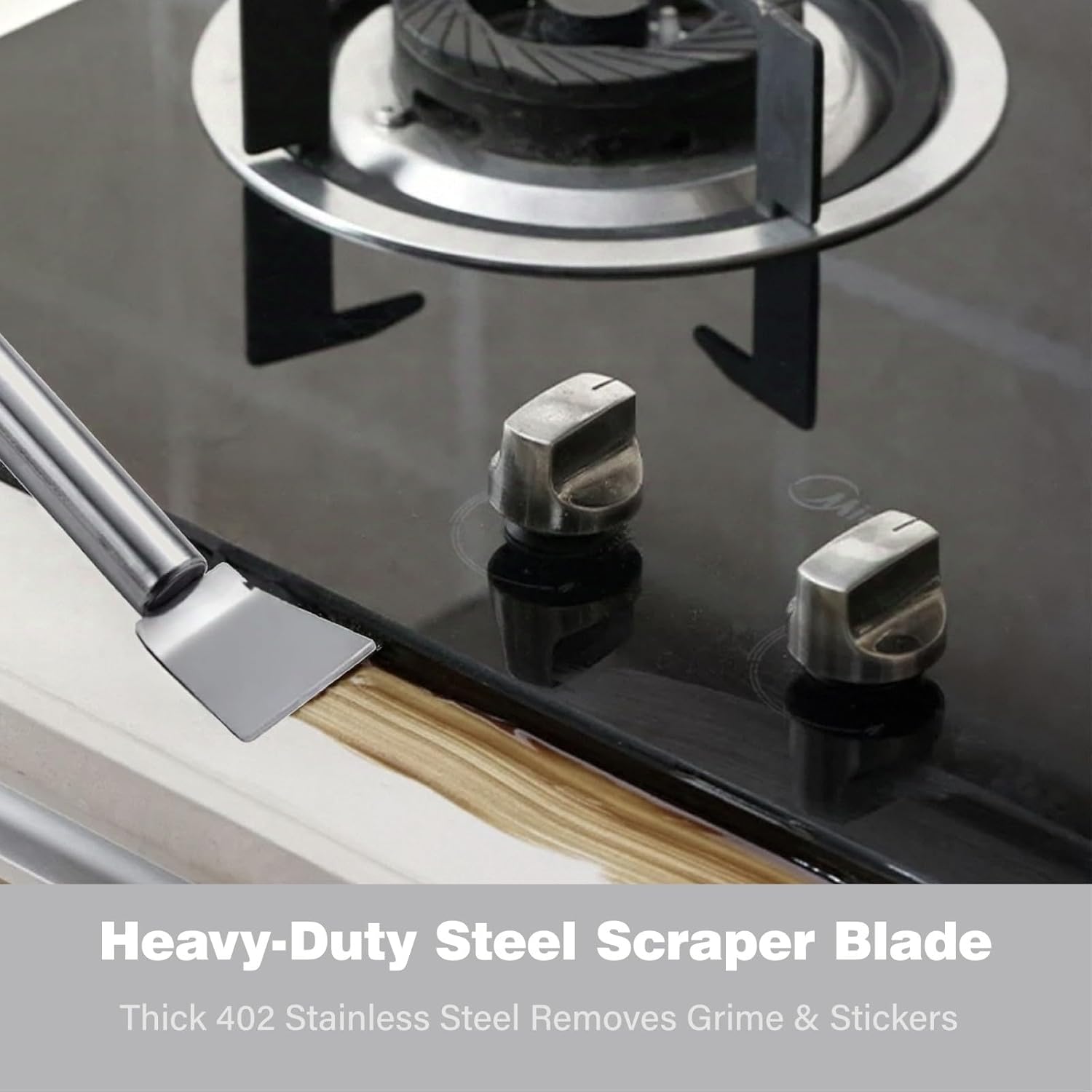 Gas Stove Cleaner Brush and Scraper for Cleaning Tool Kit Brass Brushes for Burners Range Top Oven Pan Small Plastic Scrappers for Dish Cooktop Non Scratch Counter Cutting Board Use