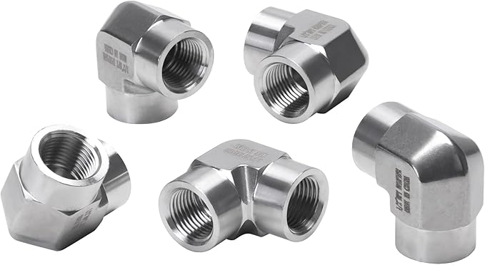 90 Degree Street Elbow - 1/2" NPT Female to 1/2" NPT Female Stainless Steel 304 Heavy Duty Forged Barstock Street Elbow Adapter Pipe Fitting (pack of 5)