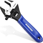 WORKPRO 4-Inch Mini Adjustable Wrench, Cr-V Steel Wide Jaw Black Oxide Wrench for Small Nuts, Metric & SAE Scales, for Home, Workshop and DIY