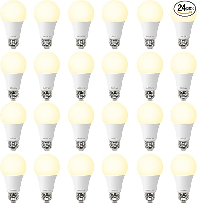 LED Light Bulbs Soft White 2700K, 100 Watt Equivalent LED Bulbs, A19 Standard Bulbs, 1500 LM, 15000 Hours, E26 Base, Non-Dimmable, 13W Warm White for Bedroom Living Room, 24 Pack