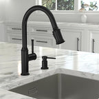 Lava Odoro Black Soap Dispenser for Kitchen Sink, Modern Brass Built in Countertop Pump Dispenser with 18 Oz Refillable Bottle, Kitchen Soap and Lotion Dispenser Spot-Free, Matte Black, KSD-21