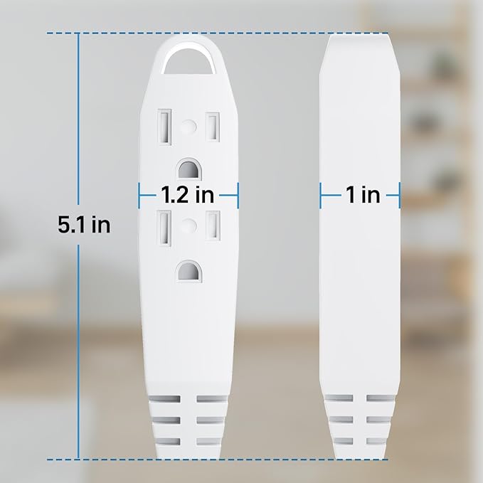 K KASONIC - 50-Feet 3 Outlet Extension Cord, UL Listed, 16/3 SJTW 3-Wire Grounded, 10 Amp 125 V 1625 Watts, Multi-Outlet Indoor/Outdoor Use, White