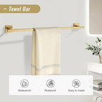 YACVCL Towel Bar Set, 5-Piece Brushed Gold Bathroom Hardware Set, Gold Bathroom Accessories Set, SUS304 Stainless Steel 23.6 Inch Towel Holder Towel Racks Set Wall Mounted