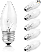 40W Incandescent Torpedo Tip Chandelier with Crystal Clear Incandescent Light Bulbs Tip Light Bulb and Medium E26 Candelabra Base (6 Pack) (6)