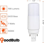 GoodBulb 9 Watt Replacement Omni LED Plug-in Light Bulbs | Commercial 7 Watt Hybrid 2 Pin GX23 Base 3500K Neutral White | High Output 700 Lumens | 260° Beam LED PL Light Bulbs | 10 Pack
