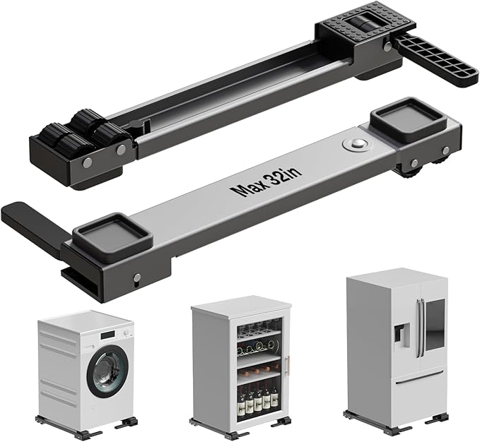 Appliance Rollers Heavy Duty,Newest Extendable Appliance Sliders,Liftable Washing Machine Base,Easily Move Washer and Dryer Machines,Refrigerators,Furniture-Grey