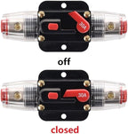 Fuse Holders 30amp Inline Circuit Breaker 20-300A for Car Audio and Amps Overload Protection Reset Fuse Inverter 12V-24V DC Replace Fuses