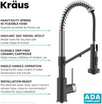 KRAUS Bolden 2-in-1 Commercial Style Pull Down Single Handle Water Filter Kitchen Faucet for Reverse Osmosis or Water Filtration System in Spot-Free Stainless Steel/Matte Black, KFF-1610SFSMB