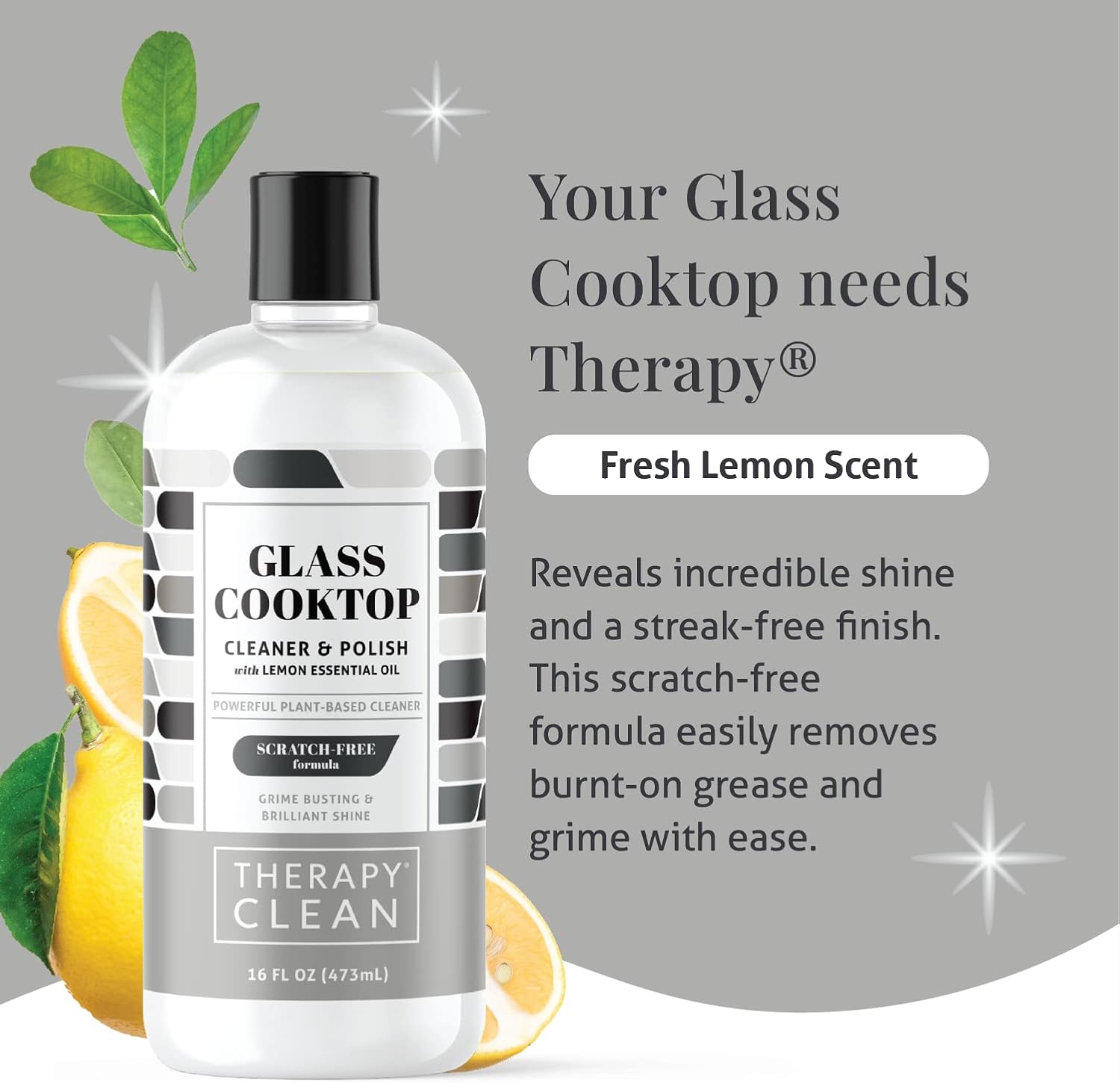 Therapy Glass Cooktop Cleaner Bundle with Microfiber Cloth - Glass Stove Top Cleaner and Polish for Ceramic, Electric, Induction and Flat Top Surfaces