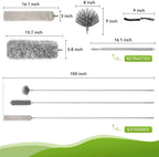 100-inch Duster with Extension Pole, 9-in-1 Cobweb Duster Kit Includes Spider Web Brush & Flat Gap Cleaner for High Ceiling, Fan, Under Appliances, Car, Home Deep Cleaning