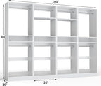 Unikito 100” Closet System, 8.3FT Wood Closet Storage Organizer with 8 Hanging Rods, Adjustable Large Walk in Wardrobe Closet Tower, Sturdy Clothes Garment Rack, Easy Assembly, Set of 4, White