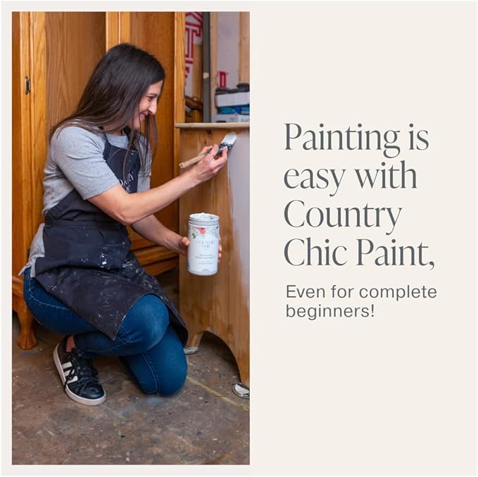 Country Chic All-in-One Chalk Paint for Furniture, Cabinets, Home Decor, Eco-Friendly, Matte Finish, Built-In Primer & Top Coat for Wood, Metal - Cheesecake (Off White) - Pint 16 oz (475 ml)