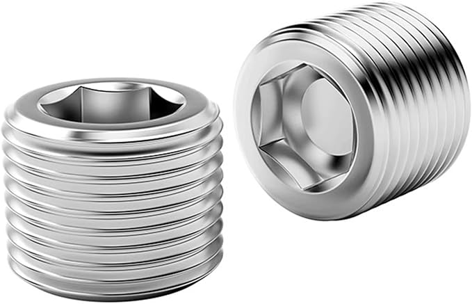 20 Pcs Stainless Steel Pipe Plug Fitting, 5 Sizes 1/8" 1/4" 3/8" 1/2" 3/4" NPT Male Internal Hex Thread Socket Pipe Plug Fitting Assortment Kit