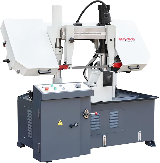 KAKA Industrial Metal Band Saw11 Inch Capacity Double Column Band Saw with 45° Rotating Head Hydraulic Downfeed Variable Speed Metal Cutting Bandsaw TBK-11A