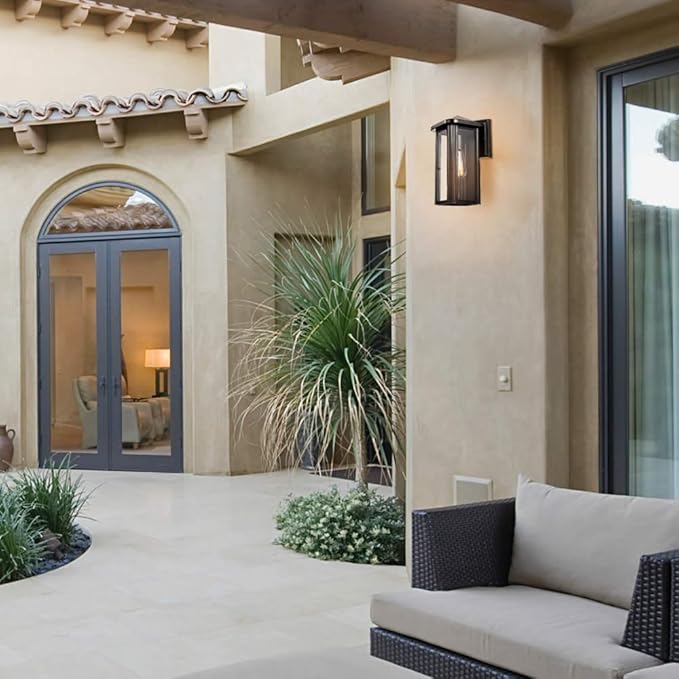 GLOBE Electric 44060 Clarence 1-Light Outdoor Indoor Wall Sconce, Oil Rubbed Bronze, Clear Glass Shade, Bulb Included