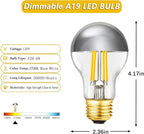 Half Chrome Light Bulb 6W (60 Watt Equivalent), Dimmable A19 2700K Warm White Decorative LED Edison Bulb, E26 Silver Tipped Light Bulb,A60,AC120V, Pack of 4