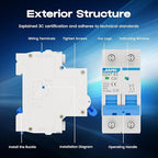 AC Miniature Circuit Breaker, 120V/240V 2 Pole 20 Amp DIN Rail Mount Circuit Breaker, MCB C20 Solar AC Disconnect Switch,Thermal Magnetic Trip