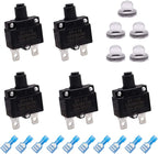 mxuteuk 5Pcs 12Amp Circuit Breakers Push Button Manual Reset 125/250V AC 32V DC,Overload Protector Switch Thermal Circuit Breakers with Quick Connect Terminals and Waterproof Button Caps ST1-5-12A