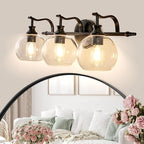 ANDY STAR Black Bathroom Light Fixture, 3 Light Vanity Lights, Rustproof Wall Lights Over Mirror, Rustic Wall Mounted Lamp, Modern Wall Sconces for Mirror, Powder Room, Bedroom