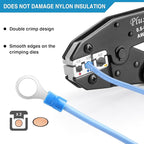 Crimping Tool for Insulated Electrical Connectors AWG 22-10 - Ratcheting Wire Terminal Crimper - Crimping Pliers - Crimper Tool Electrical - Crimp Tool