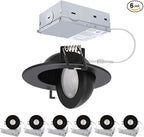 3 inch Black Recessed Lights, 7W Canless Gimbal Soffit Lighting, Canless Lights, 5CCT Dimmable 90°Tilt Wafer 3 inch Light, Retrofit Rotatable Eyeball Swivel Spot Downlight 6 Pack Black