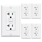 ELEGRP GFCI Outlet 20 Amp, Self-Test GFI Electrical Outlet with Narrow Design, GFCI Receptacle with LED Indicator, UL Listed, White, Wall Plate Included, 5 Pack