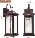 2-Pack 17 Inch Large Bronze Outdoor Light Fixtures, Exterior Vintage Outdoor Wall Sconces IP65 Waterproof Anti-Rust, Porch Lights with Clear Glass Outside Rustic Wall Lanterns E26 Bulb Base