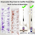 Disposable Mopping Pad Refills for PowerMop Multi-Surface,Wood Mopping Pad Refills for Floor Cleaning, 10 Count (Purple 5+Brown 5)