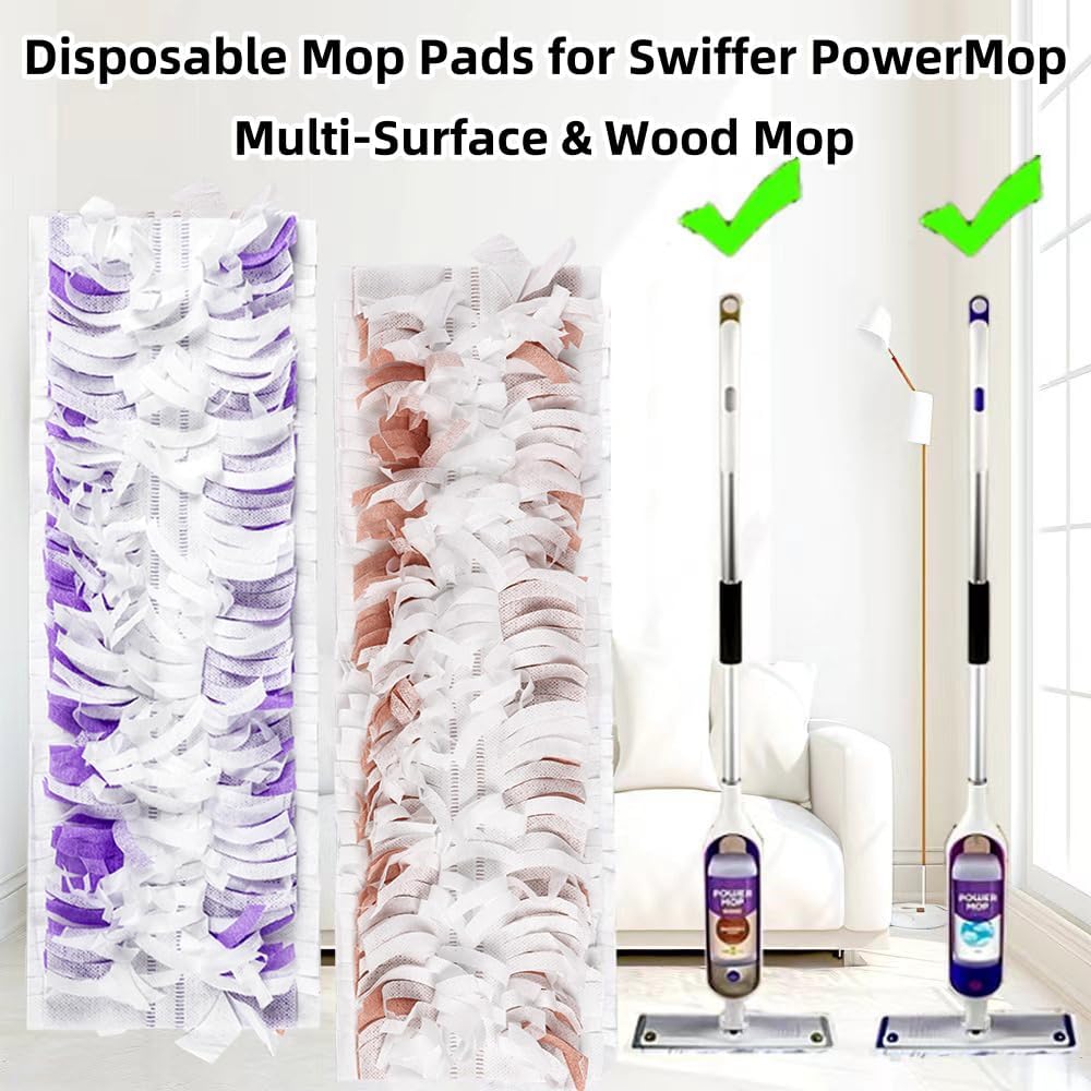 Disposable Mopping Pad Refills for PowerMop Multi-Surface,Wood Mopping Pad Refills for Floor Cleaning, 10 Count (Purple 5+Brown 5)
