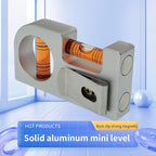 Solid aluminum alloy Mini level ruler portable mini level bubble meter with magnetic function TV stand installation (Silver Red)