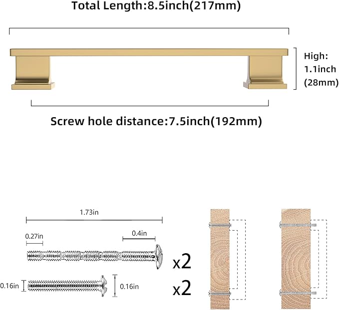 COTYKILEY 10 Pack 7.5 Inch(192mm) Champagne Bronze Cabinet Handles Gold Kitchen Cabinet Pulls Cabinet Door Handles Kitchen Cabinet Hardware