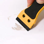 EHDIS 2pcs Plastic Razor Scraper 6-inch Long Handle Adhesive Remover Tool with 100 Double-Edge Blades for Window Tint Vinyl Scraper Decal Sticker Glue Remover (yellow)