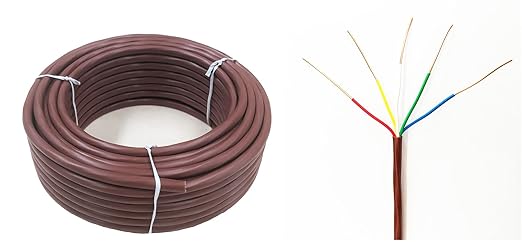 18/5 25ft Thermostat Wire- Brown - Solid Copper 18 Gauge, 5 Conductors - CL2 (ETL Listed) - Residential, Commercial and Industrial Rated (18/5, 25ft)