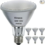 Vinaco PAR30 Flood Light 50W, 6 Pack High Brightness 650LM PAR30 Halogen Long Neck Dimmable,PAR30L Flood 50 Watt 3000K Warm White, Long Lasting PAR30 50W 120V Flood Long Neck with E26 Base