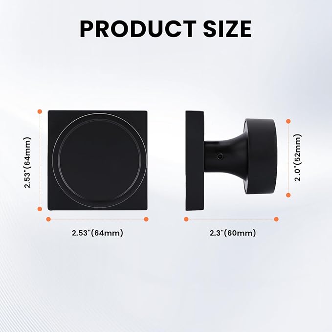 Haidms Matte Black Dummy Door Knobs, Half No-Turning Dummy Knob for Closet Doors, Zinc-Alloy Single-Sided Door Locks (6 Pieces/3 Pairs)