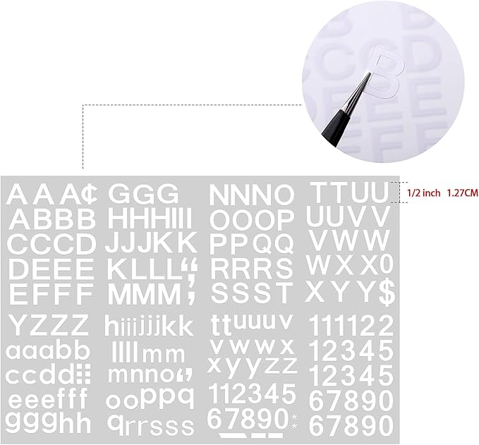 Outus 8 Sheets Vinyl Letter Stickers Self Adhesive Mailbox Numbers Alphabet Stickers Stick on Letters for Christmas Stockings Scrapbook Bulletin Board School Business(1/2 Inch,White)