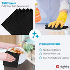 Orighty Black Microfiber Cleaning Cloth, 150 Pack Highly Absorbent Cleaning Supplies, Lint Free Kitchen Towels Cleaning Rags, Microfiber Towels for Cars, House, Window, 12x12 inch