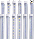 12 pcs 4FT 24W T8 LED Tube Light White Daylight 6000k 4' LED Bulbs Garage Warehouse Shop Light Ballast Bypass G13 Base T10 T12 Fluorescent lamp Replacement AC100-277V Clear Cover